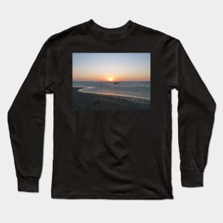 A lonely boat at sunset Long Sleeve T-Shirt